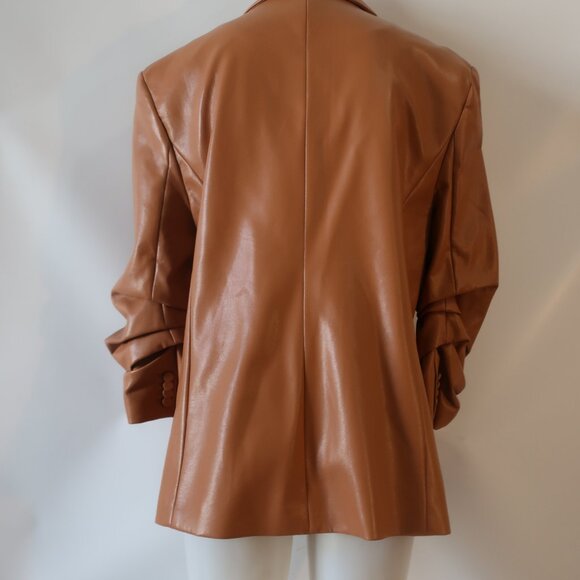 Womens 5a7 Cinq A Sept "Kylie" Brown Vegan Leather Blazer/Jacket 14 - Picture 5 of 9